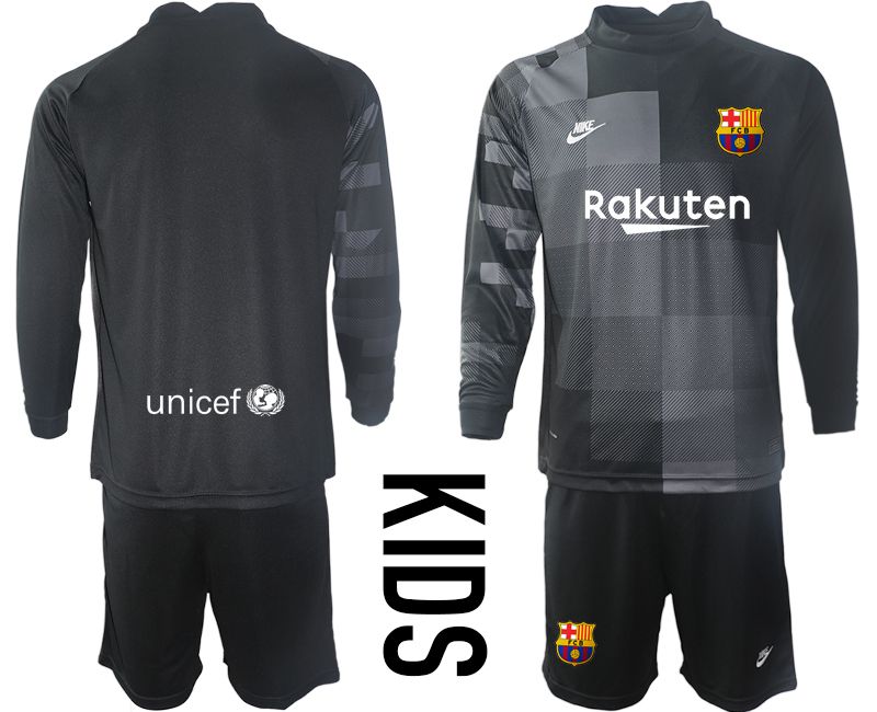 Youth 2021-2022 Club Barcelona black goalkeeper long sleeve blank Soccer Jersey